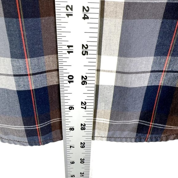 American Rag Mens Shirt Small Button Up Long Sleeves Blue Red Brown Plaid EUC - Picture 7 of 8